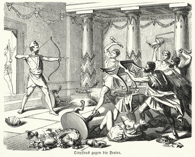 Ulisse uccide i pretendenti di Penelope da (after) German School