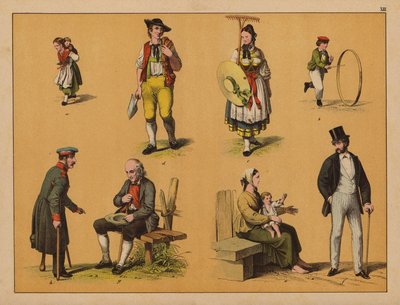 Persone (litografia a colori) da (after) German School