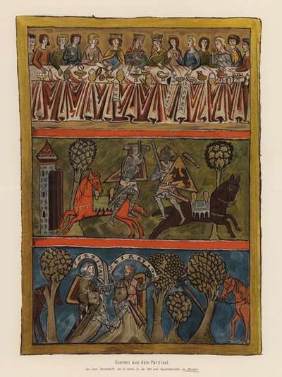Scene da Parsifal (litografia a colori) da (after) German School