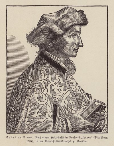 Sebastian Brant, umanista e satirico rinascimentale tedesco (xilografia) da (after) German School