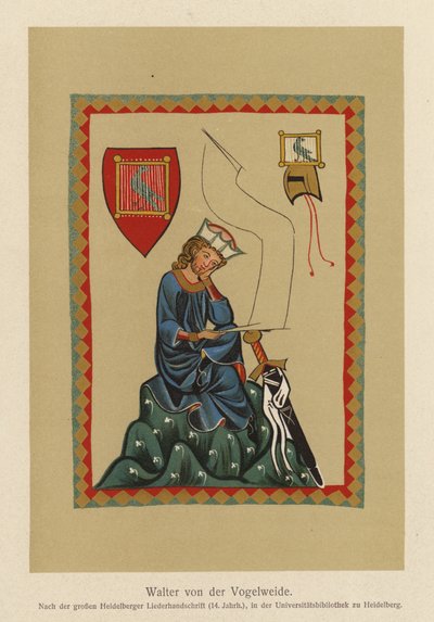 Walther von der Vogelweide, poeta lirico tedesco medio alto da (after) German School
