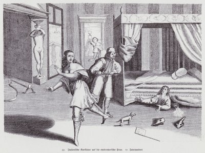 Cartone animato italiano sulla moglie adultera da (after) Italian School