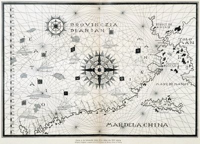 Mappa della bussola da un atlante del XVI secolo, basata sull