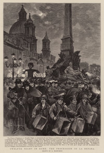 La dodicesima notte a Roma, la processione della Befana da (after) Italian School
