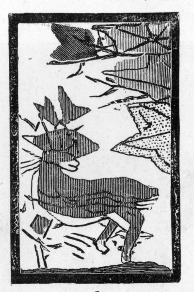 Carta da gioco giapponese con immagine di un cervo che riposa sotto una quercia da (after) Japanese School
