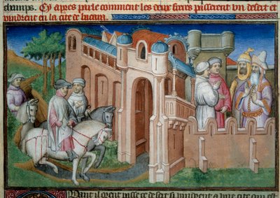 I fratelli Nicolo e Matteo Polo, zio e padre di Marco Polo (1254-1324) arrivano a Bukhara, Uzbekistan. Miniatura tratta da 