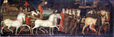 Una processione trionfale - pannello di cassone da (attr. to) Master of Stratonice