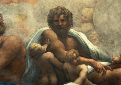Visione di San Giovanni Evangelista a Patmos, Ascensione di Cristo tra gli Apostoli, o Cristo in Gloria di Antonio Allegri, detto Correggio, affresco, dettaglio, Chiesa di San Giovanni Evangelista, cupola, Parma da (c.1489 1534) Correggio