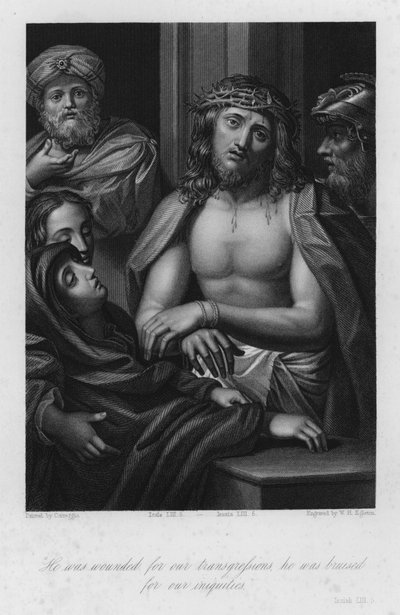 Cristo coronato di spine, Isaia LIII, 5 (incisione) da (c.1489 1534) (after) Correggio