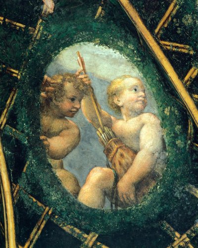 Ovate con cherubini, affresco di Antonio Allegri Da Correggio (1489-1534) stanza dell