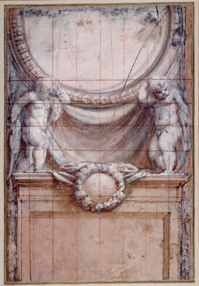 Due putti che sostengono un medaglione vuoto da (c.1489 1534) Correggio