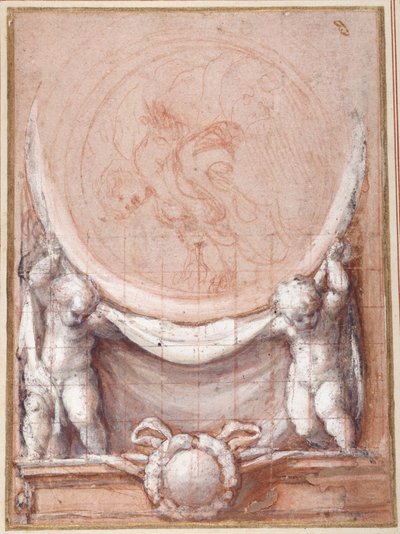 Due putti che sostengono un medaglione su cui è rappresentato Cristo tra le nuvole da (c.1489 1534) Correggio