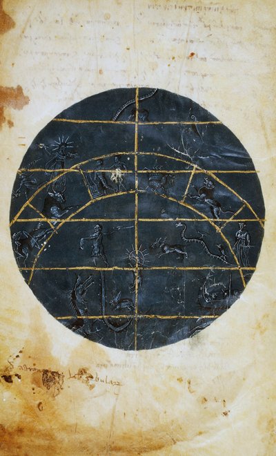 Emisfero celeste settentrionale, miniatura, tavola astronomica di Tolomeo da (c.90 168)(after) Ptolemy