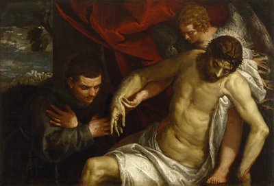 Il Cristo morto sostenuto da un angelo e adorato da un francescano da Paolo Veronese