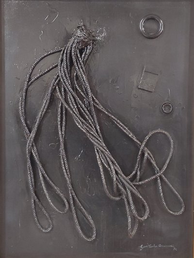 G. C. Riccardi, Combustione n. 3, 1990, Gemischte Medien auf Leinwand, 60x80, Arpino, Stiftung Umberto Mastroianni, Italia. da Gian Carlo Riccardi