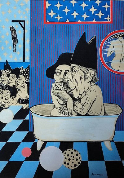 G. C. Riccardi, Unbenannt, c. 1972-1976, Tinte auf Papier, 40x50, Italia. da Gian Carlo Riccardi