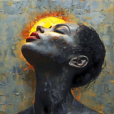 Dipinto di luna e donna, arte su tela e murale in vendita, decorazione per soggiorno da F. Abderrahim