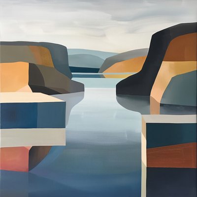 Stampe murali: vista del lago minimalista per decorazione murale elegante da F. Abderrahim