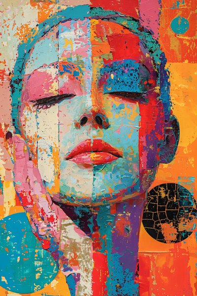Volto di donna, tela minimalista scultura astratta fantascienza surrealismo da F. Abderrahim