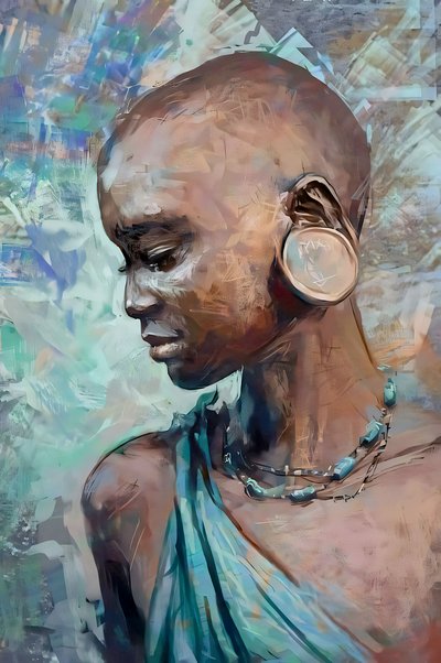 Ragazza di tribù africana con costume tradizionale | stampe d