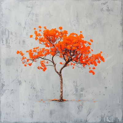 Minimalismo: Foglia arancione e sfondo grigio da F. Abderrahim