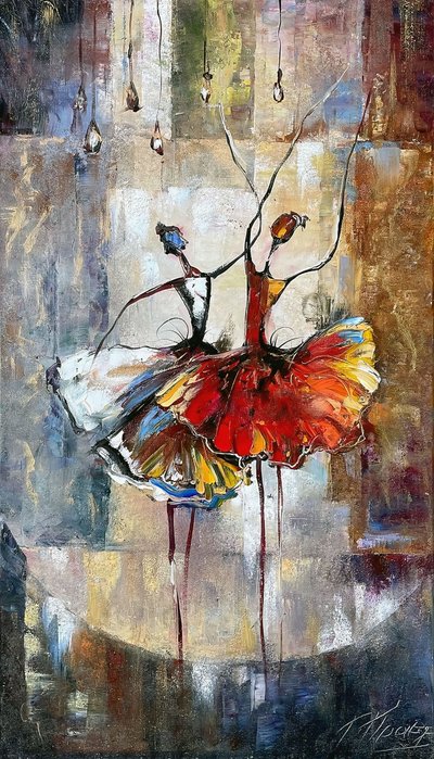 Ragazze danzanti astratte, decorazione da parete per il soggiorno da F. Abderrahim