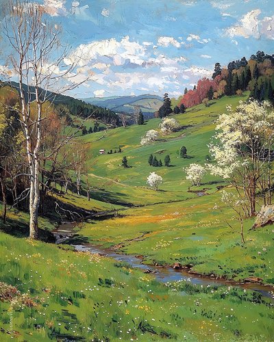 bellissimi paesaggi, verdi altopiani in primavera, decorazioni murali che vi piaceranno da F. Abderrahim