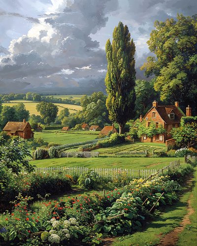 Paesaggio panoramico di campagna in primavera, Decorazioni murali per qualsiasi stanza da F. Abderrahim