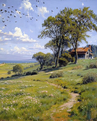 Paesaggio in una giornata di sole primaverile, decorazioni murali e stampe su tela da F. Abderrahim