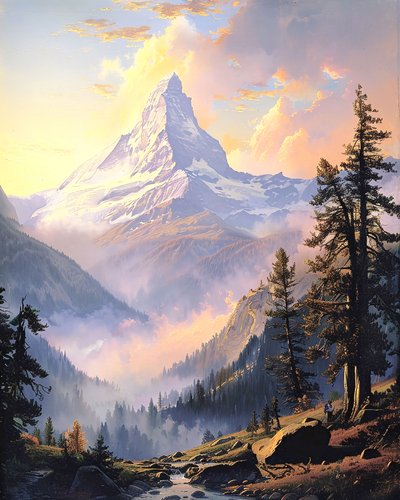 Paesaggio con montagne lontane, idee di decorazione murale moderna da F. Abderrahim