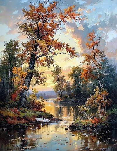 Un ruscello scorre in una foresta verde, vendita Wall Decor da F. Abderrahim