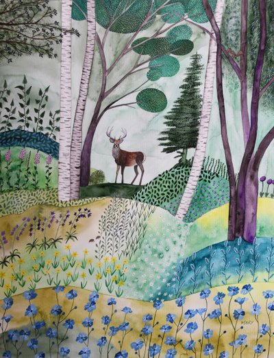 Primavera nella foresta da Marys Watercolors