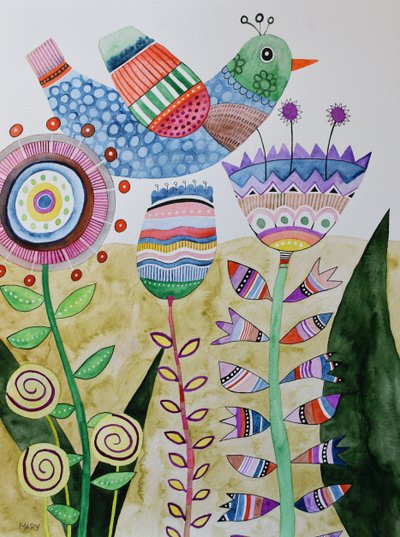 Uccello pazzo da Marys Watercolors