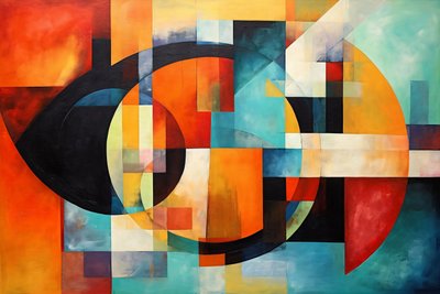 Composizione astratta a spirale, multicolore brillante, stampe su tela personalizzate online da F. Abderrahim