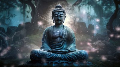Buddha seduto in meditazione pacifica, tela spirituale buddista, stampe d