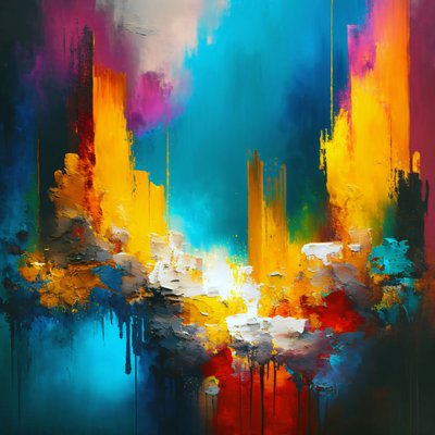 Quadro astratto colorato su tela, stampa d