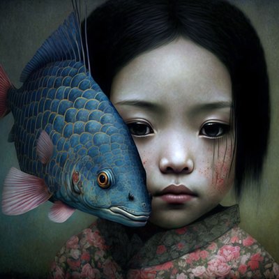 La felicità è un pesce caldo, idee di decorazione murale moderna da F. Abderrahim