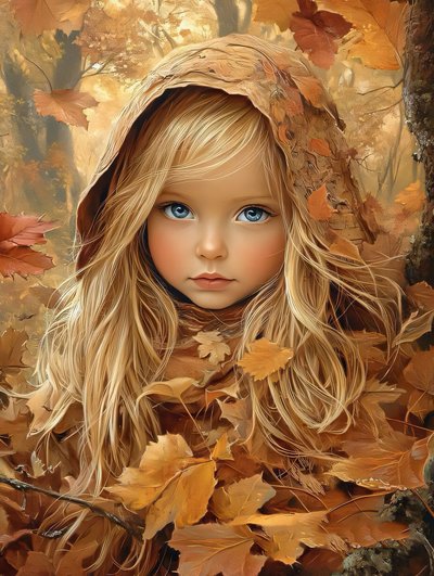 bella ragazza e foglie d