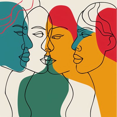 Folla vivace di persone, spettro di colori, decorazione murale | stampa su richiesta da F. Abderrahim