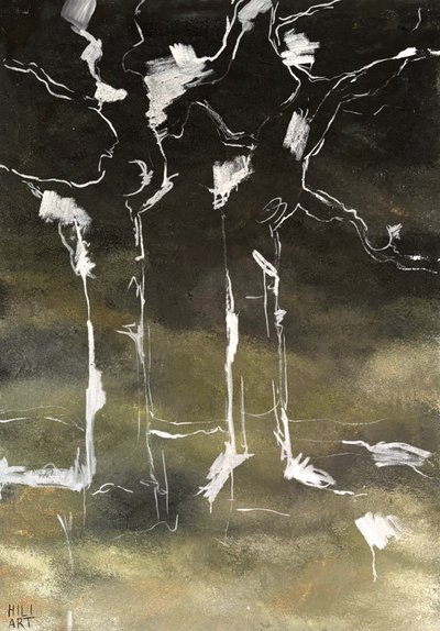 Birken in der Dunkelheit von HILI ART Tetiana Brzozowski