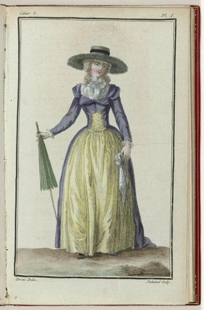Cabinet des Modes ou les Modes Nouvelles, 1 Marzo 1786, 8e cahier, pl. I da A.B. Duhamel