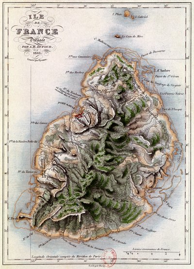 Mappa di Mauritius, illustrazione da 