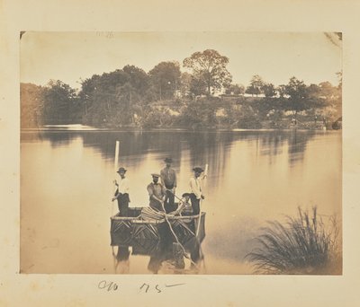 Piccola zattera di coperte che attraversa il fiume Potomac da A.J. Russell