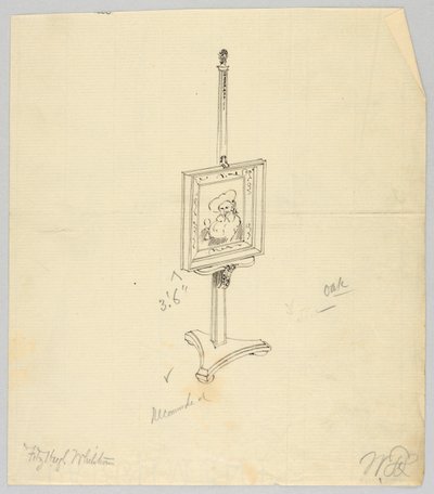 Progetto per un cavalletto da pittura in quercia da A.N. Davenport Co.