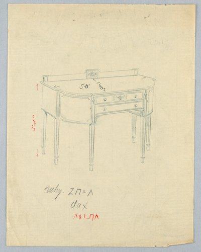 Progetto per credenza con motivi di vasi neoclassici da A.N. Davenport Co.