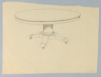 Progetto per un tavolo rotondo su base modellata da A.N. Davenport Co.