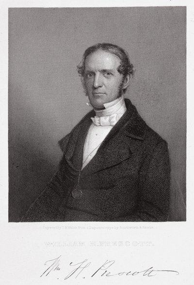 William Hickling Prescott, inciso da Thomas B. Welch (1814-74) da un dagherrotipo da A.S. and Hawes, J. Southworth