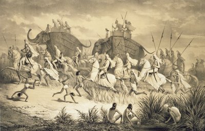 Cavalcata di capi Sikh su elefanti, da 