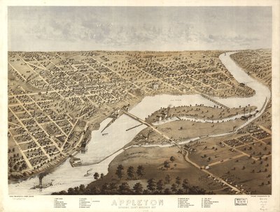 Appleton, Contea di Outagamie, Wisconsin 1867. LOC 73694533 da A.; Chicago Lithographing Co. Ruger