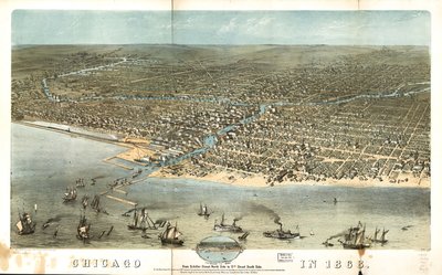 Chicago nel 1868 da Schiller Street lato nord a 12th Street lato sud. LOC 73693350 da A.; Chicago Lithographing Co. Ruger